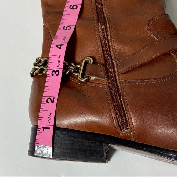 VIA SPIGA Brown Leather Riding Boots Chain Detail - Picture 10 of 13